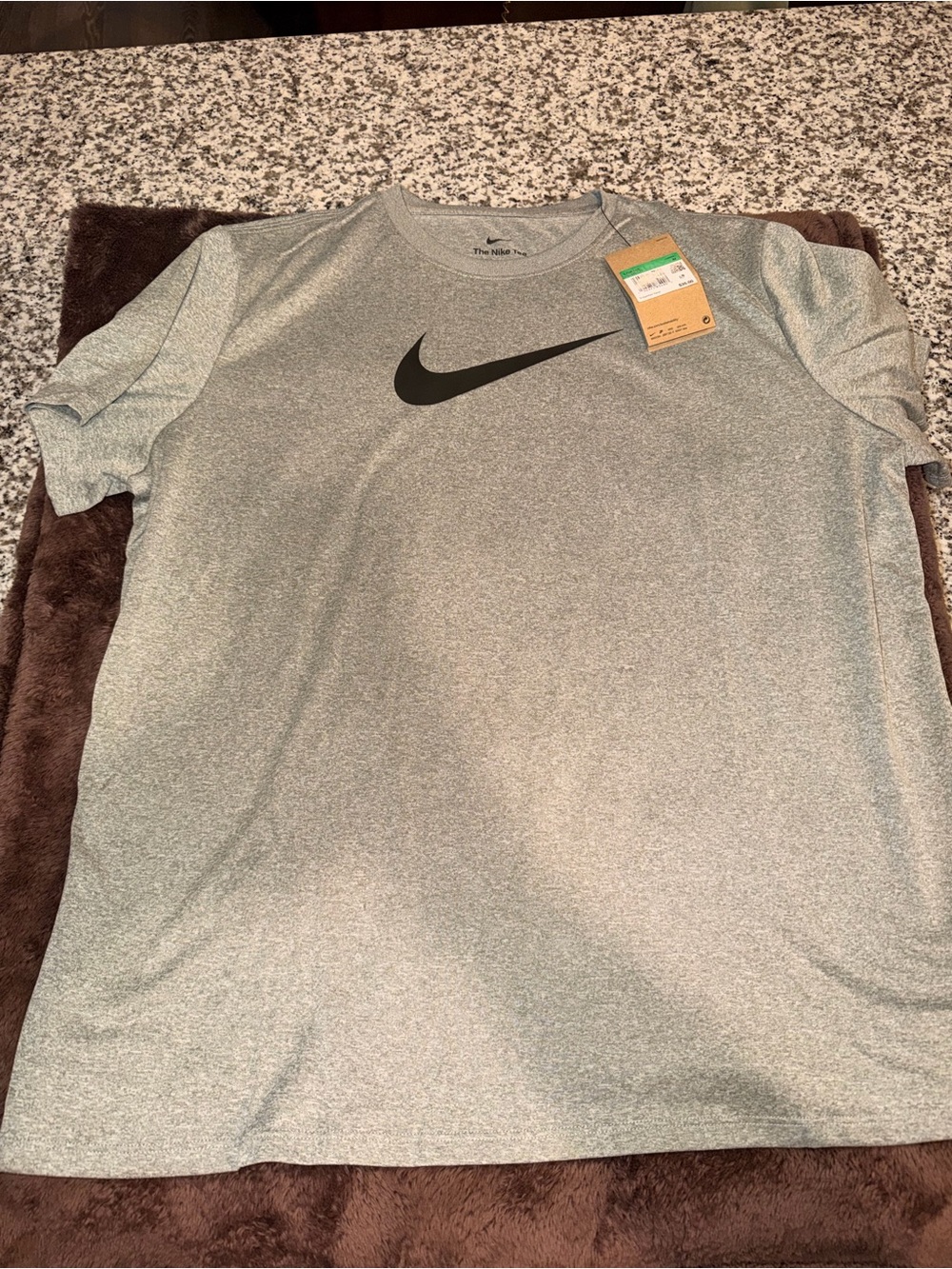 Nike Heather Gray Short Sleeve Tee with Black Swoosh